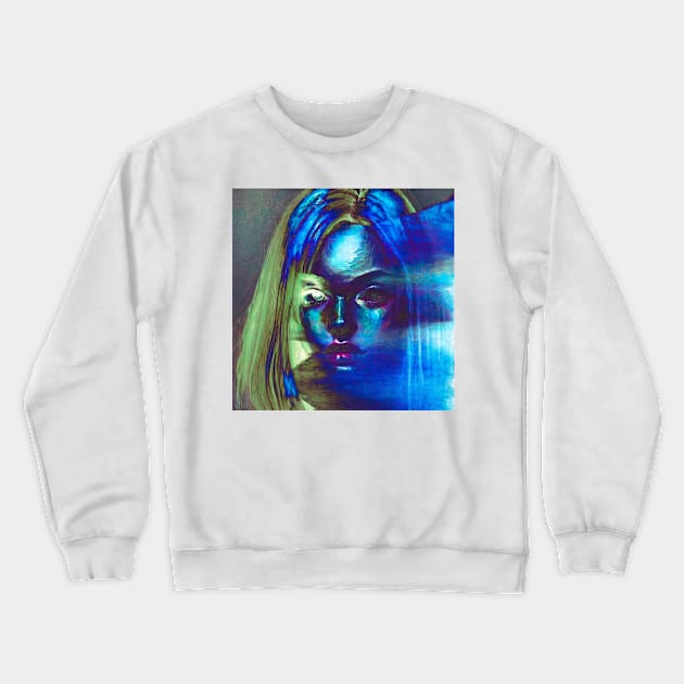 SOUND OF YOUR OWN VOICE Glitch Art Aesthetic Portait Crewneck Sweatshirt by raspberry-tea